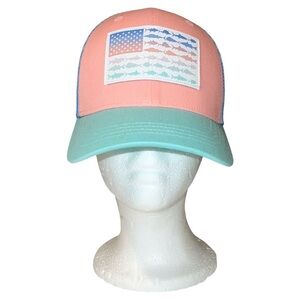 Columbia PFG Fishing Hat Cap Women’s Flag SnapBack One Size Fits Most Pink Blue